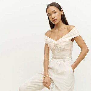 Reformation Ezlynn Knit Top Cream NWT Size Small
